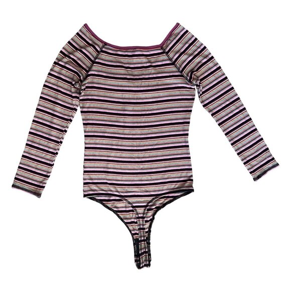 Free People Intimately Put A Stripe On It Thong Bodysuit Long Sleeve X-Small - Picture 3 of 10